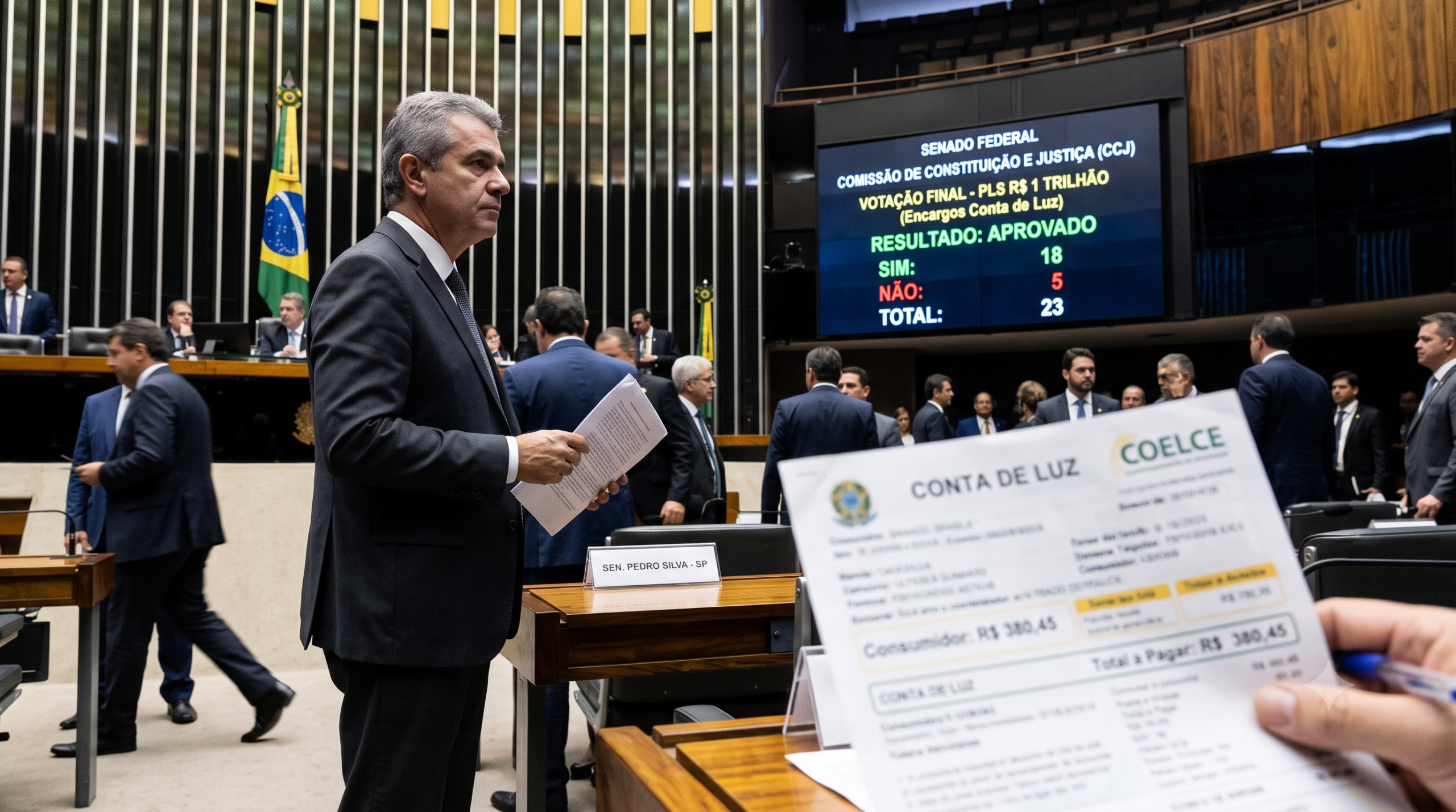 Senado aprova projeto relâmpago que joga custo de R$ 1 trilhão na conta de luz